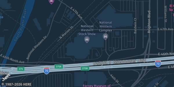 Map showing National Western Complex in Denver, CO.