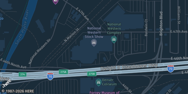 Map showing National Western Complex in Denver, CO.