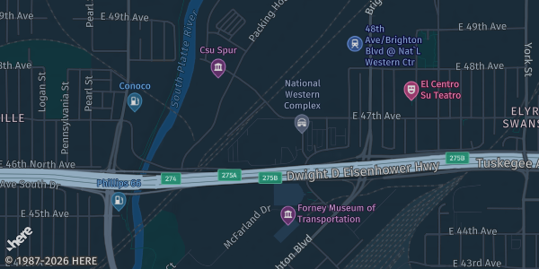 Map showing National Western Complex in Denver, CO.
