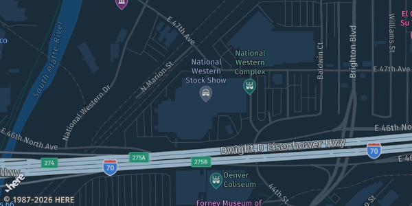 Map showing National Western Complex in Denver, CO.