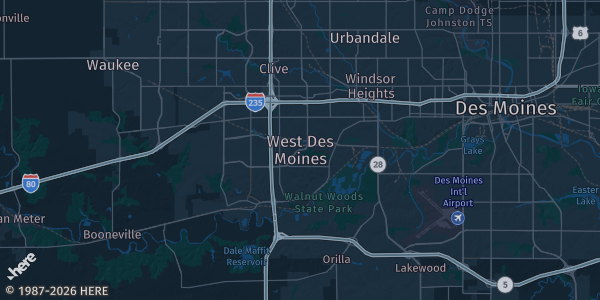 Map of West Des Moines, IA. The exact address of this venue is not known, so the map shows the area rather than a specific building.