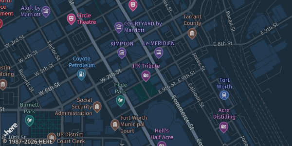 Map showing Hilton Fort Worth in Fort Worth, TX.