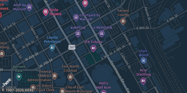 Map showing Hilton Fort Worth in Fort Worth, TX.