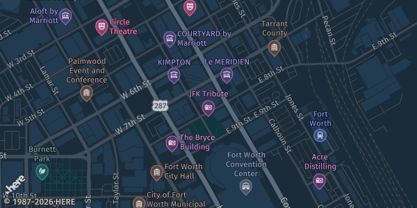 Map showing Hilton Fort Worth in Fort Worth, TX.