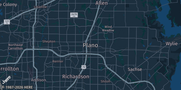 Map of Plano, TX. The exact address of Adat Chaverim is not known, so the map shows the area rather than a specific building.