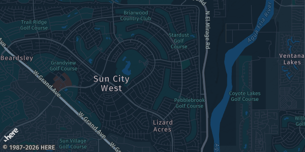 Map of Sun City West, AZ. The exact address of Sun City West Foundation is not known, so the map shows the area rather than a specific building.
