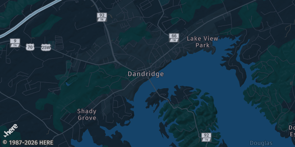 Map of Dandridge, TN. The exact address of Field of Dreams Activity Center is not known, so the map shows the area rather than a specific building.