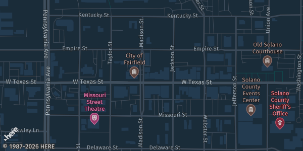 Map showing Downtown Card Show in Fairfield, CA.