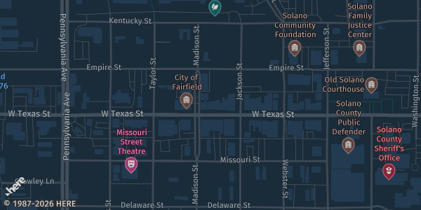 Map showing Downtown Card Show in Fairfield, CA.