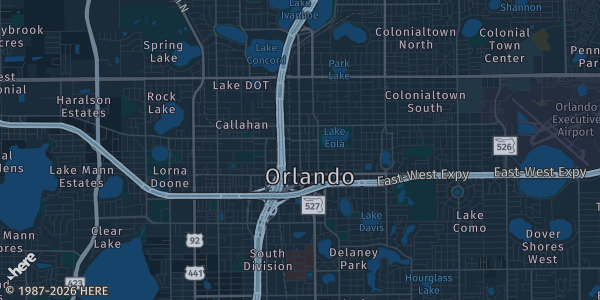 Map of Orlando, FL. The exact address of 1010 West is not known, so the map shows the area rather than a specific building.