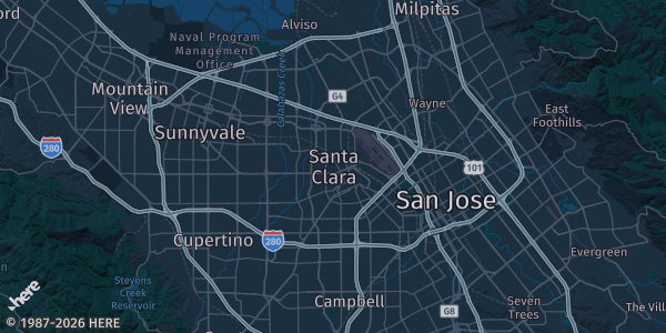 Map of Santa Clara, CA. The exact address of this venue is not known, so the map shows the area rather than a specific building.