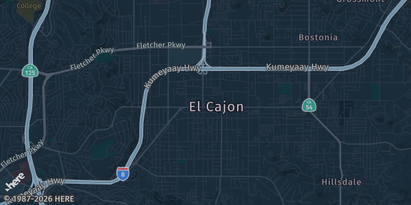 Map of El Cajon, CA. The exact address of Courtyard by Marriott San Diego El Cajon is not known, so the map shows the area rather than a specific building.