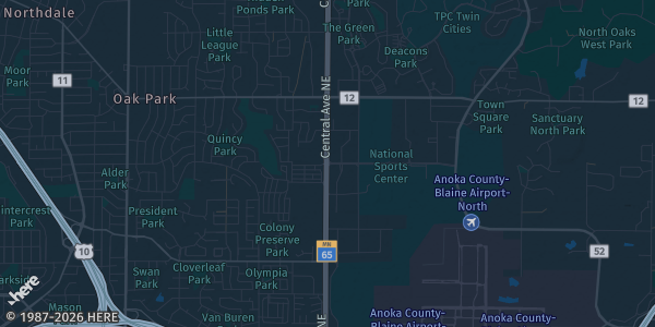 Map of Blaine, MN. The exact address of EGL - Elite Grand Line Collectibles Pop Up is not known, so the map shows the area rather than a specific building.