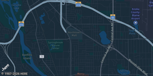 Map of blaine, MN. The exact address of Northtown Mall - Blaine, MN is not known, so the map shows the area rather than a specific building.