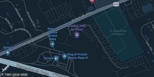 Map showing Doubletree by Hilton in King of Prussia, PA.