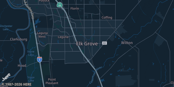 Map of Elk Grove, CA. The exact address of Soccer World is not known, so the map shows the area rather than a specific building.