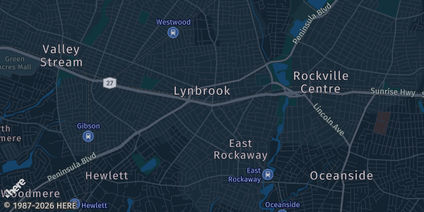 Map of Lynbrook, NY. The exact address of 57 Hempstead Ave is not known, so the map shows the area rather than a specific building.