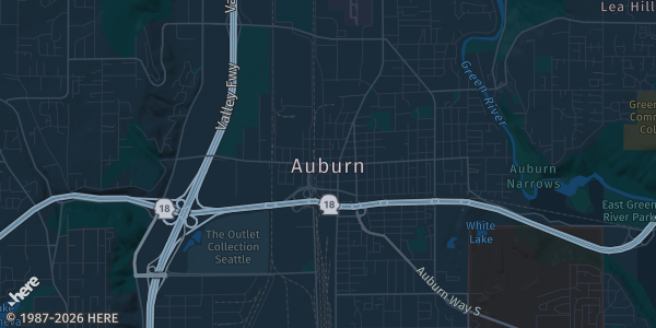 Map of Auburn, WA. The exact address of Muckleshoot Events Center is not known, so the map shows the area rather than a specific building.