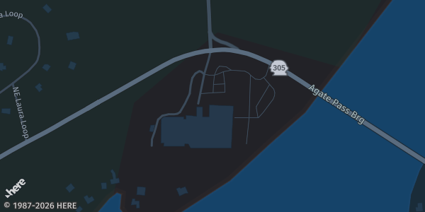 Map showing Suquamish Clearwater Casino Resort in Suquamish, WA.