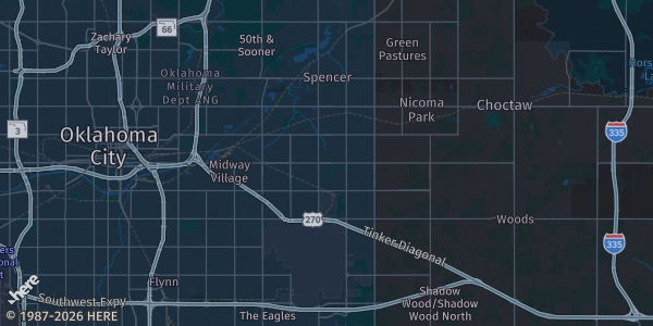 Map of Midwest City, OK. The exact address of Reed Conference Center is not known, so the map shows the area rather than a specific building.