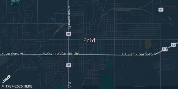 Map of Enid, OK. The exact address of Chisholm Trail Expo Center is not known, so the map shows the area rather than a specific building.