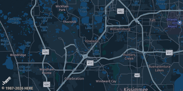Map of Lake Buena Vista, FL. The exact address of Hilton Lake Buena Vista is not known, so the map shows the area rather than a specific building.