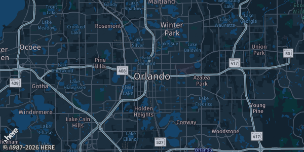 Map of Orlando, FL. The exact address of Hilton Lake Buena Vista Disney Springs is not known, so the map shows the area rather than a specific building.