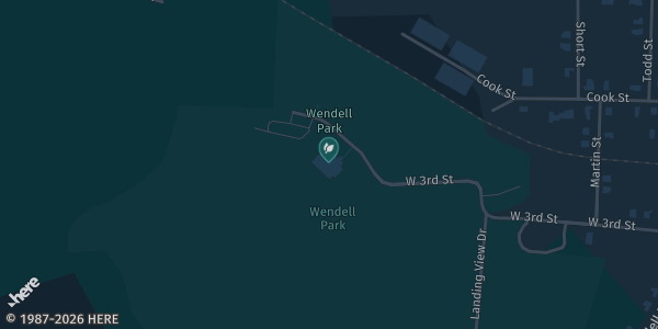 Map showing Wendell Community Center in Wendell, NC.