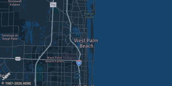 Map of West Palm Beach, FL. The exact address of Dragons Elite Athletcis Indoor Baseball is not known, so the map shows the area rather than a specific building.