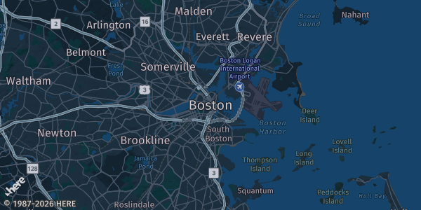 Map of Boston, MA. The exact address of this venue is not known, so the map shows the area rather than a specific building.