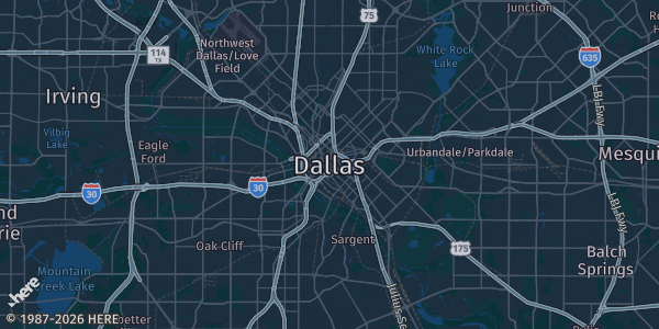 Map of Dallas, TX. The exact address of this venue is not known, so the map shows the area rather than a specific building.