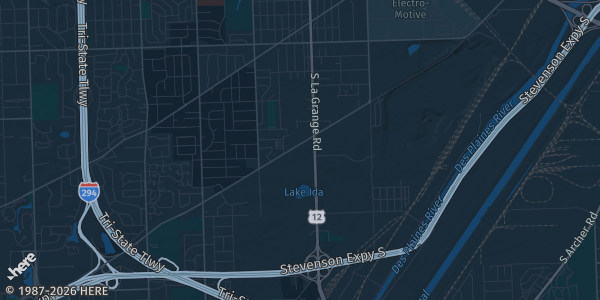 Map of Countryside, IL. The exact address of Countryside Banquets & Conference Center is not known, so the map shows the area rather than a specific building.
