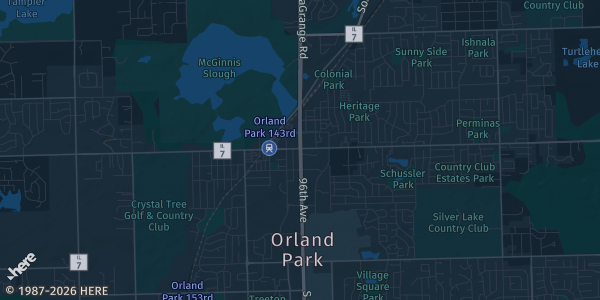 Map of Orland Park, IL. The exact address of Redemption Vault & Fetti Celebrations Event Venue is not known, so the map shows the area rather than a specific building.