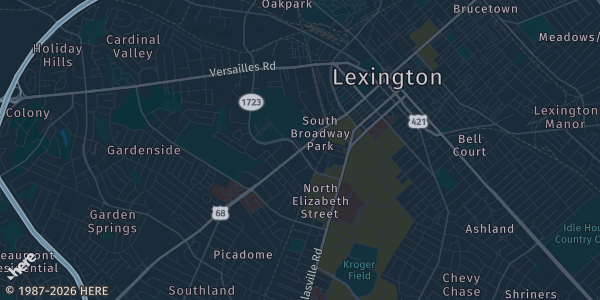 Map of Lexington, KY. The exact address of Fayette Mall is not known, so the map shows the area rather than a specific building.