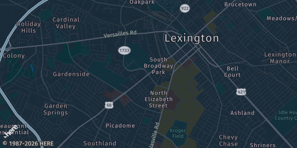 Map of Lexington, KY. The exact address of Fayette Mall is not known, so the map shows the area rather than a specific building.