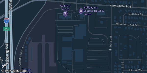 Map showing Willamette Conference Center in Albany, OR.