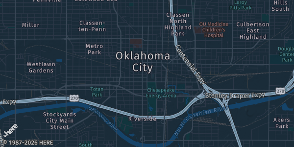 Map of Oklahoma City, OK. The exact address of Fireant is not known, so the map shows the area rather than a specific building.