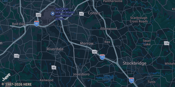 Map of Morrow, GA. The exact address of Morrow (venue TBA) is not known, so the map shows the area rather than a specific building.