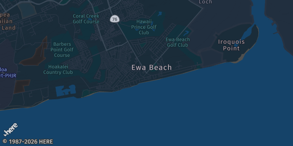 Map of Ewa Beach, HI. The exact address of Coral Creek Golf Course is not known, so the map shows the area rather than a specific building.