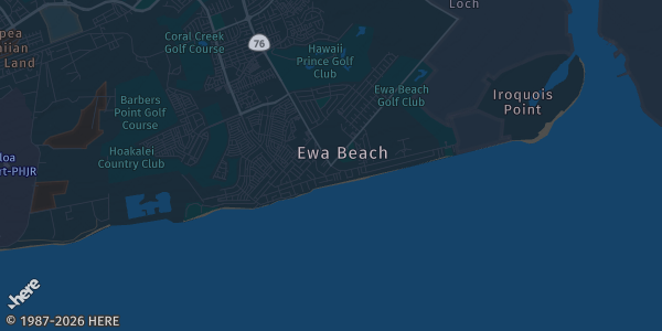 Map of Ewa Beach, HI. The exact address of Coral Creek Golf Course is not known, so the map shows the area rather than a specific building.