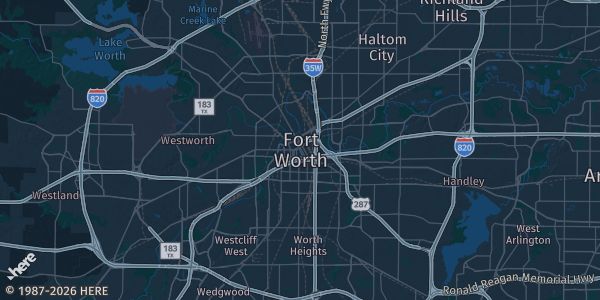 Map of Fort Worth, TX. The exact address of this venue is not known, so the map shows the area rather than a specific building.