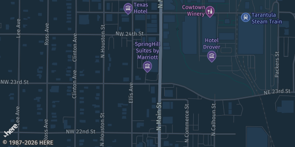 Map showing SpringHill Suites by Marriott Fort Worth Historic Stockyards in Fort Worth, TX.