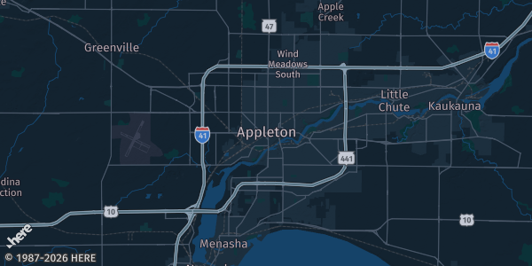 Map of Appleton, WI. The exact address of this venue is not known, so the map shows the area rather than a specific building.