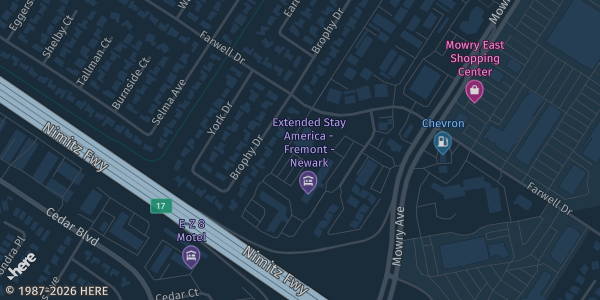 Map showing Elks Lodge - Fremont in Fremont, CA.