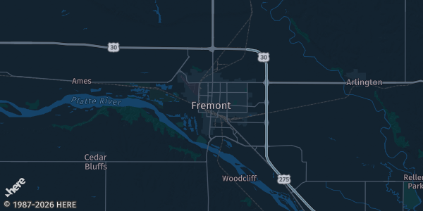 Map of Fremont, NE. The exact address of this venue is not known, so the map shows the area rather than a specific building.
