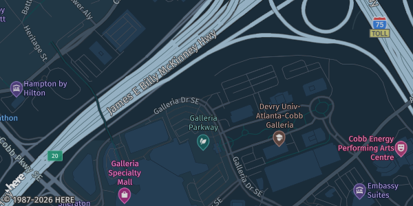 Map showing Cobb Galleria Centre in Atlanta, GA.