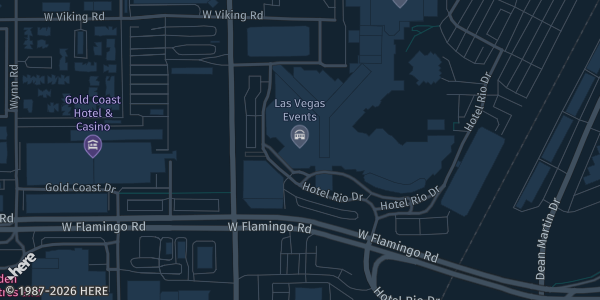 Map showing Rio Hotel & Casino in Las Vegas, NV.