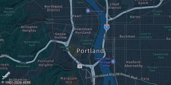 Map of Portland, OR. The exact address of Front Row Card Show Portland is not known, so the map shows the area rather than a specific building.
