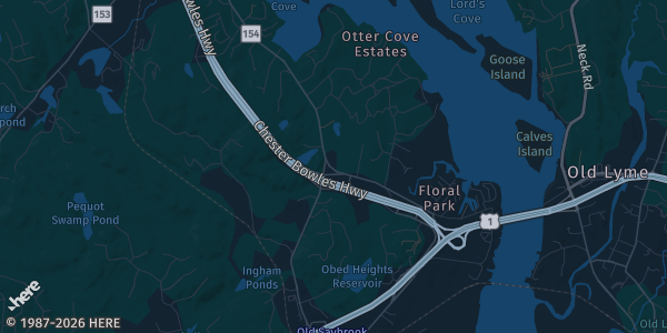 Map of Old Saybrook, CT. The exact address of VFW Post is not known, so the map shows the area rather than a specific building.