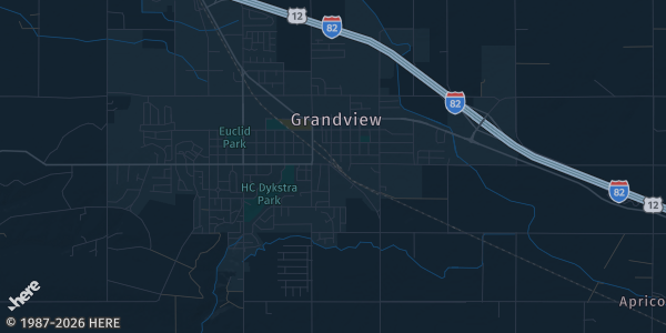 Map of Grandview, WA. The exact address of Country Park Event Center is not known, so the map shows the area rather than a specific building.